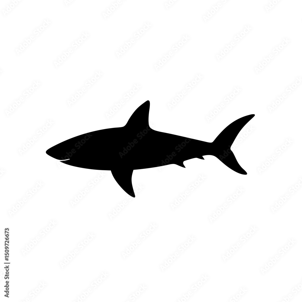 Naklejka premium An Elegant Monochrome Vector Illustration of a Swimming Shark in a Side Profile