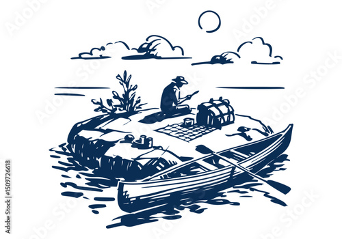 Canoe hand drawn sketch vector illustration