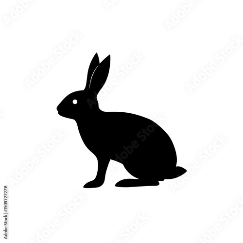 High Quality Monochrome Vector Graphic of a Rabbit in a Side View Profile