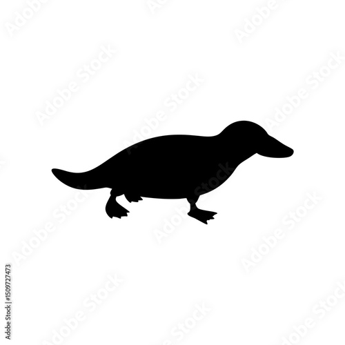 Professional Side Profile of a Platypus Animal as a Black Silhouette Vector Design