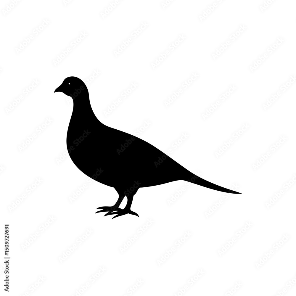 Fototapeta premium A Monochrome Side Profile Graphic of a Flying Partridge a High Quality Vector Art