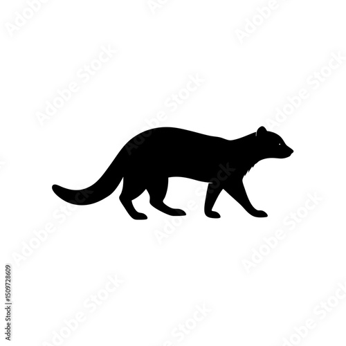 Simple Side View of a Krill Swimming Black Silhouette Vector Clip Art Illustration