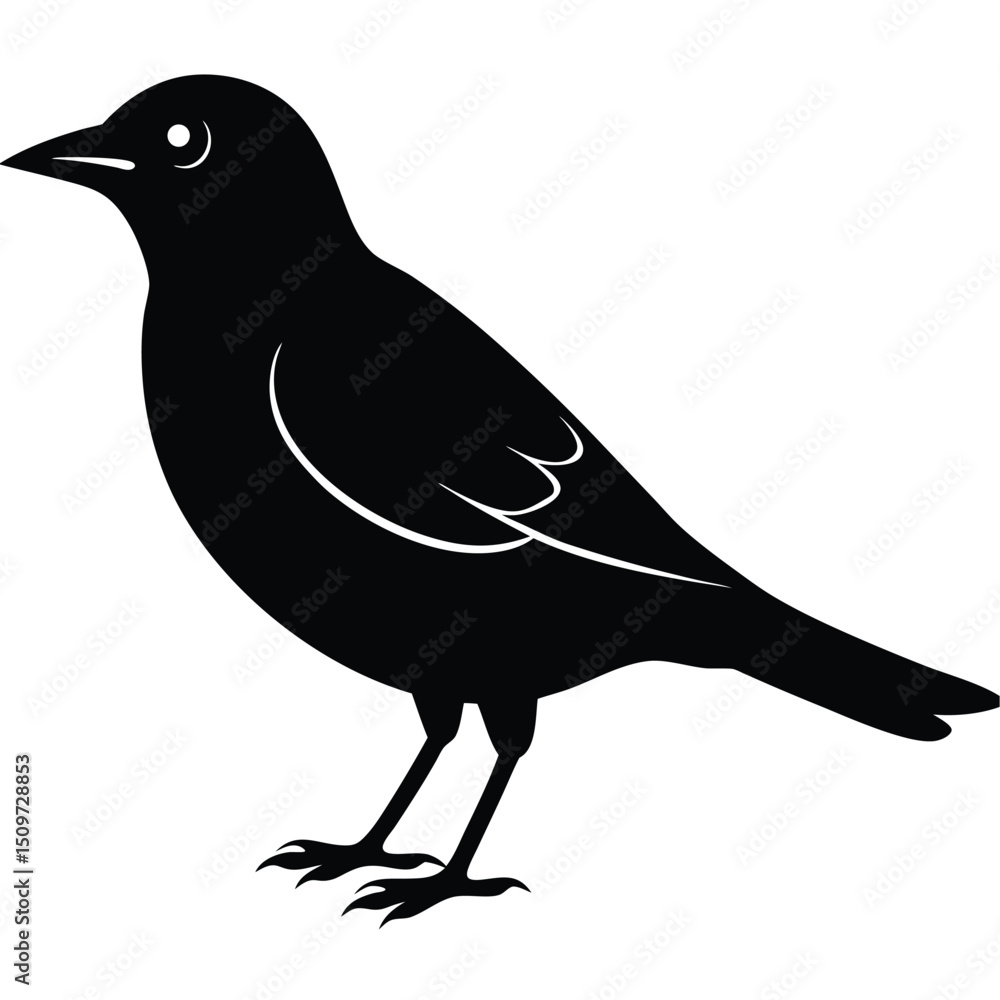 Obraz premium Indigo Bird Silhouette Vector Illustration
