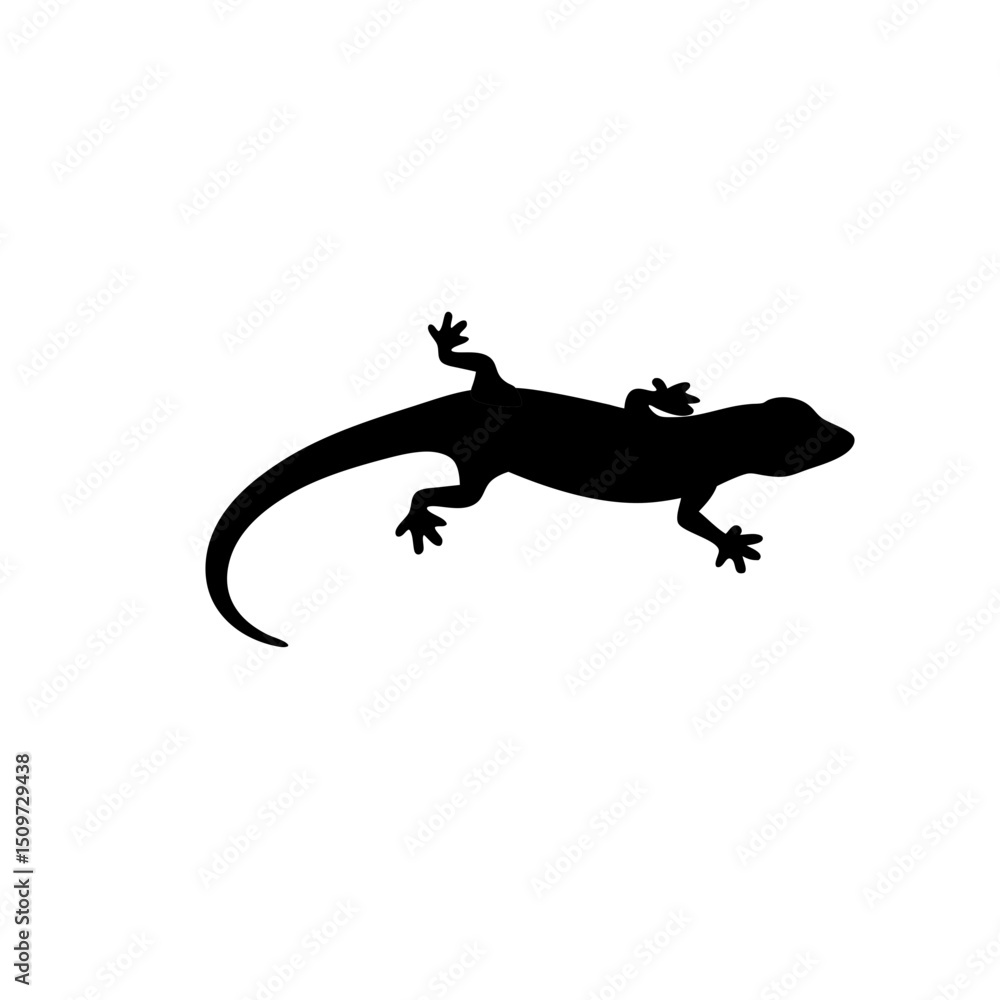 Fototapeta premium Basic Side View of a Gecko Running Black Silhouette Vector Clip Art Illustration