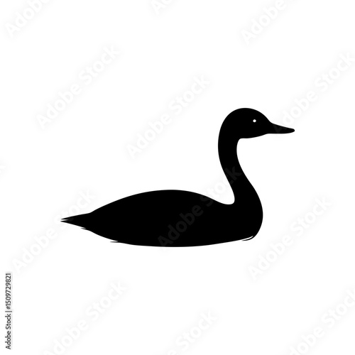 Black Silhouette Of a Side View Duck Swimming Calmly on Water vector illustration