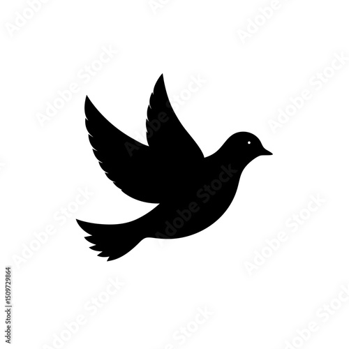 Wallpaper Mural Black Silhouette Of a Side View Dove Flying Downwards vector illustration Torontodigital.ca