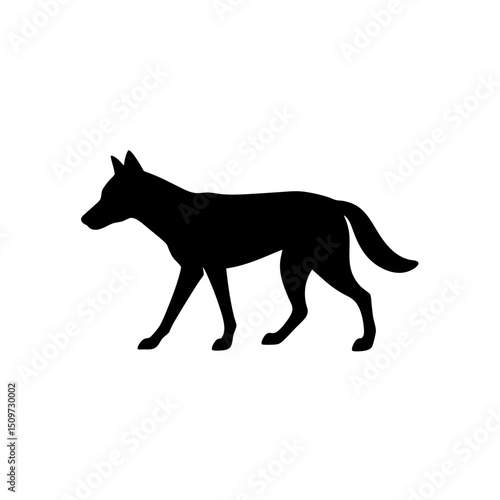 Black Silhouette Of a Side View Dingo Trotting Easily vector illustration