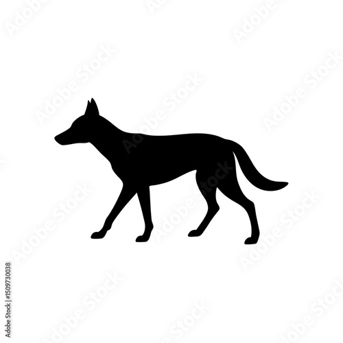 Black Silhouette Of a Side View Dingo Trotting Gently vector illustration