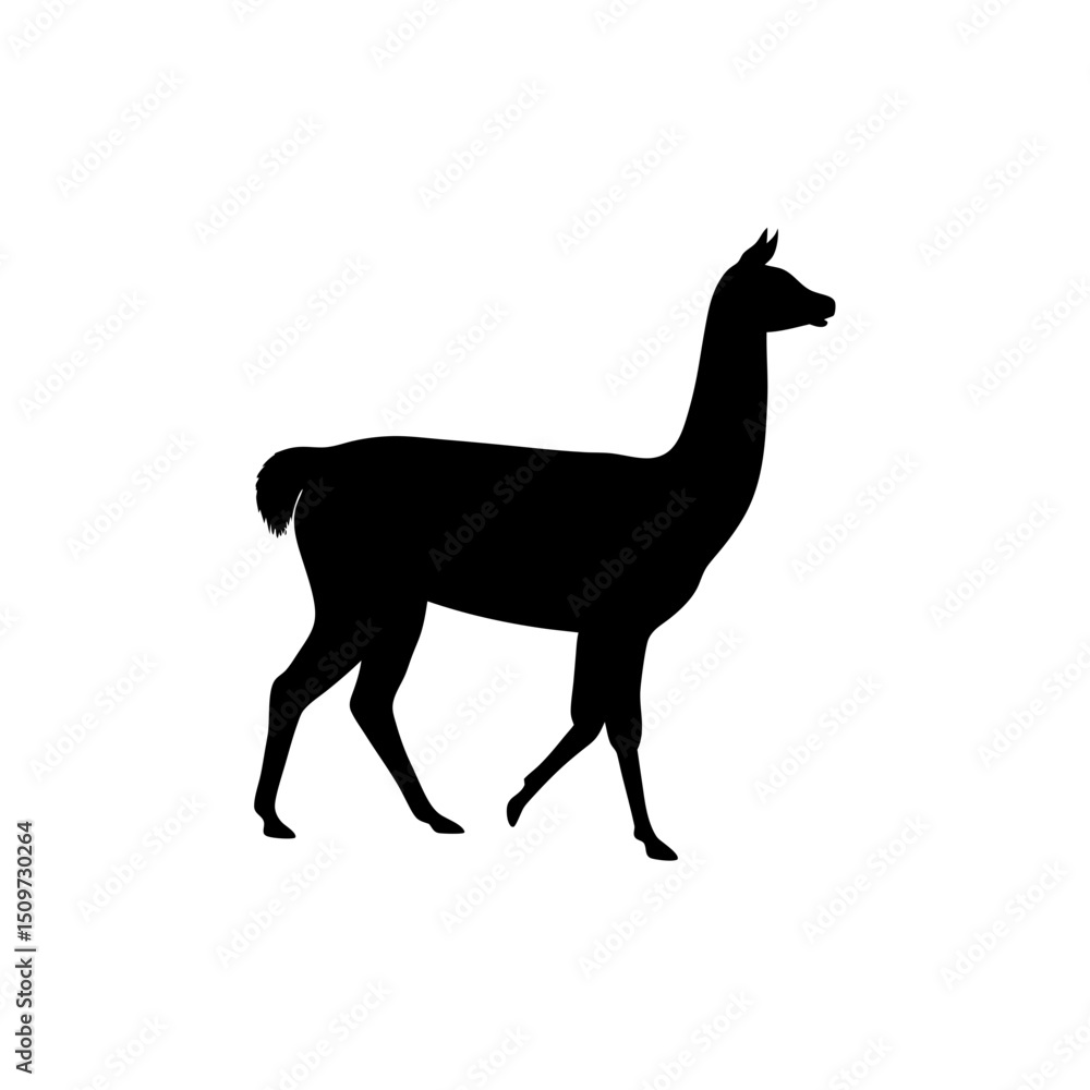 Fototapeta premium Black Silhouette Of a Side View Cougar Stalking its Prey vector illustration