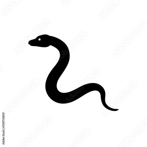 Black Silhouette Of a Side View Boa Constrictor Slithering vector illustration