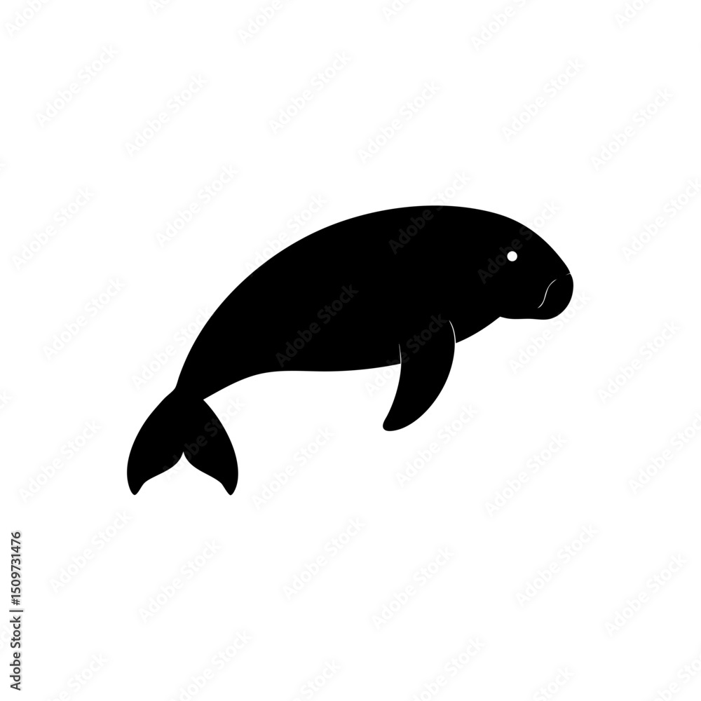 Fototapeta premium Elegant Manatee Head Black Silhouette Artistic Representation vector illustration background