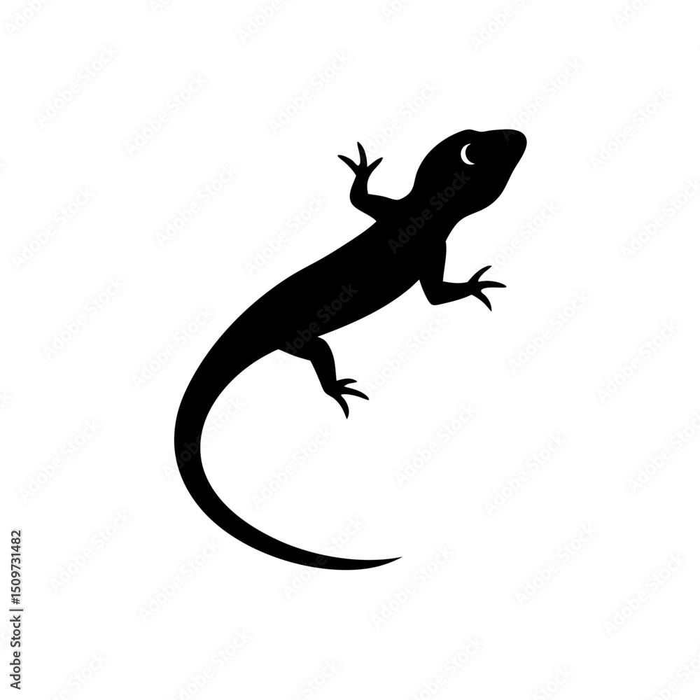 Naklejka premium Superb Lizard Head Black Silhouette Digital Artwork Print vector illustration background