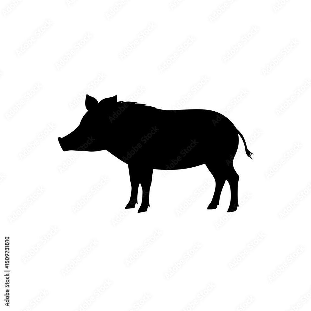 Fototapeta premium Superb Boar Black Silhouette Digital Artwork Print vector illustration background
