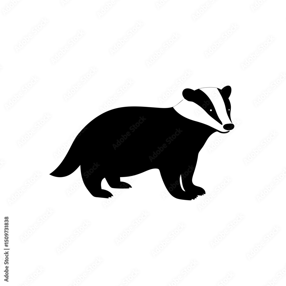 Obraz premium Iconic Badger Black Silhouette Nature Inspired Art vector illustration background
