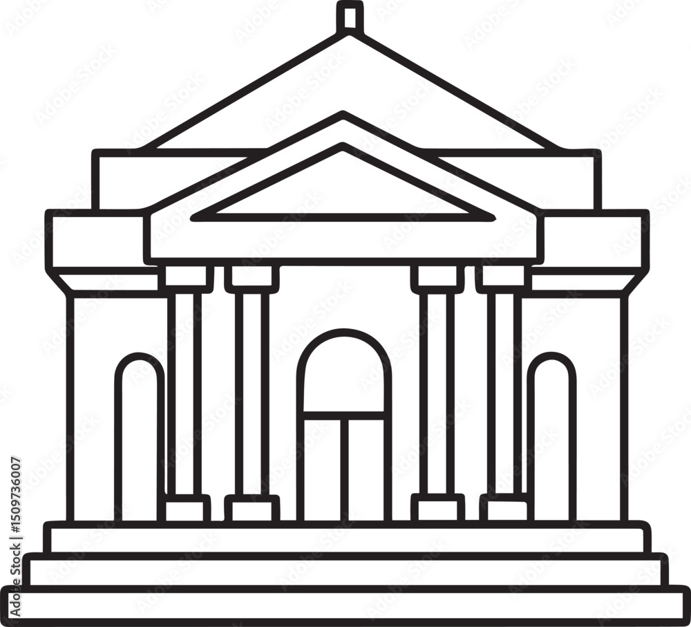 Fototapeta premium museum outline vector illustration line art 
