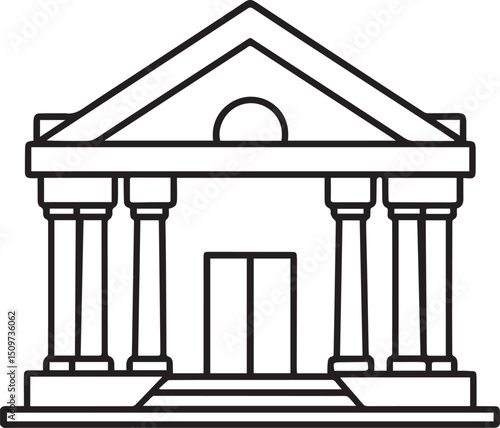 museum outline vector illustration line art	