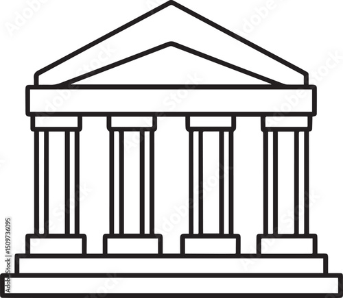 museum outline vector illustration line art	