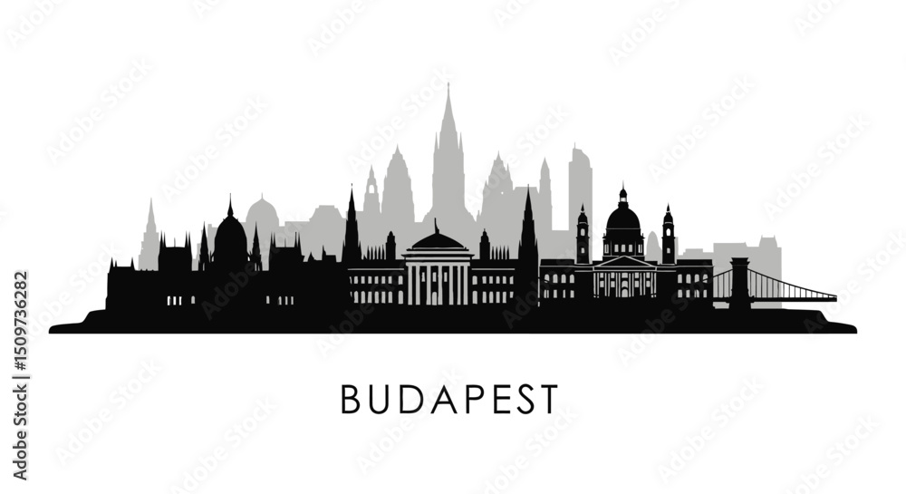 Obraz premium Budapest Skyline Hungary Cityscape Silhouette.
