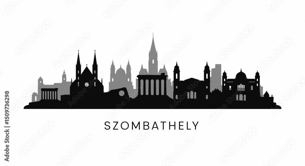 Szombathely Skyline with Hungary Cityscape Silhouette. Szombathely Skyline with Hungary Cityscape Silhouette.