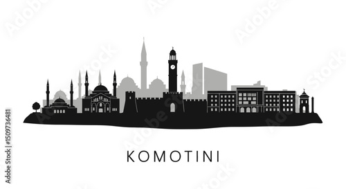 Wallpaper Mural Komotini Greece Silhouette Skyline Vector. Torontodigital.ca