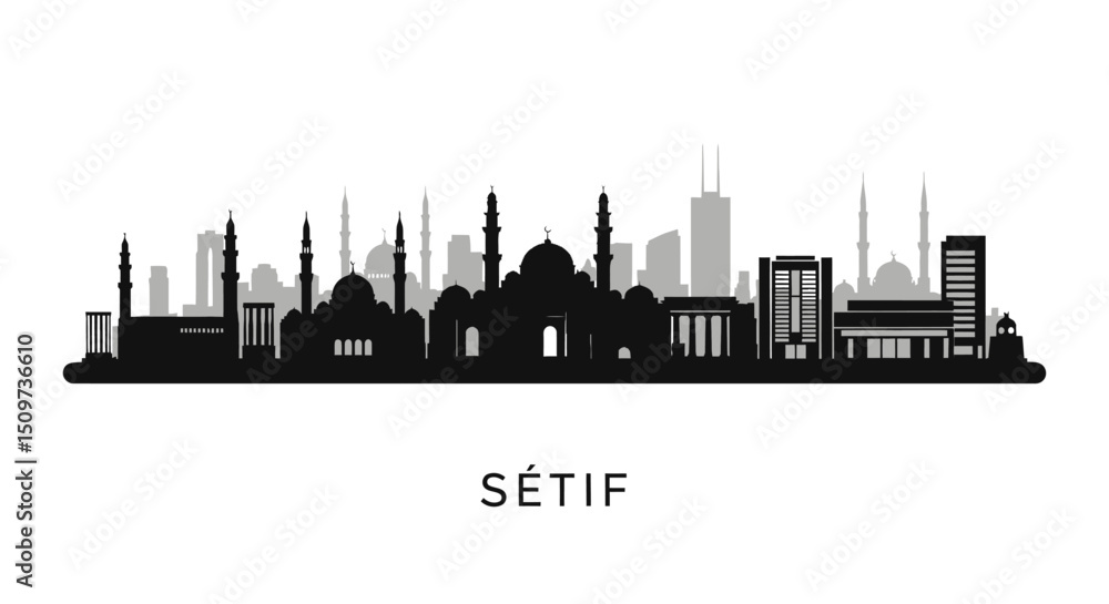 Naklejka premium Setif skyline with Algeria City silhouette.
