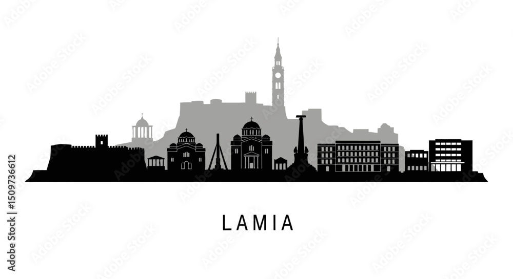 Naklejka premium Lamia City Greece Skyline Silhouette Vector.
