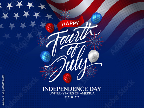 Happy 4th of July, set of abstract backgrounds waving USA flag background, fourth july
