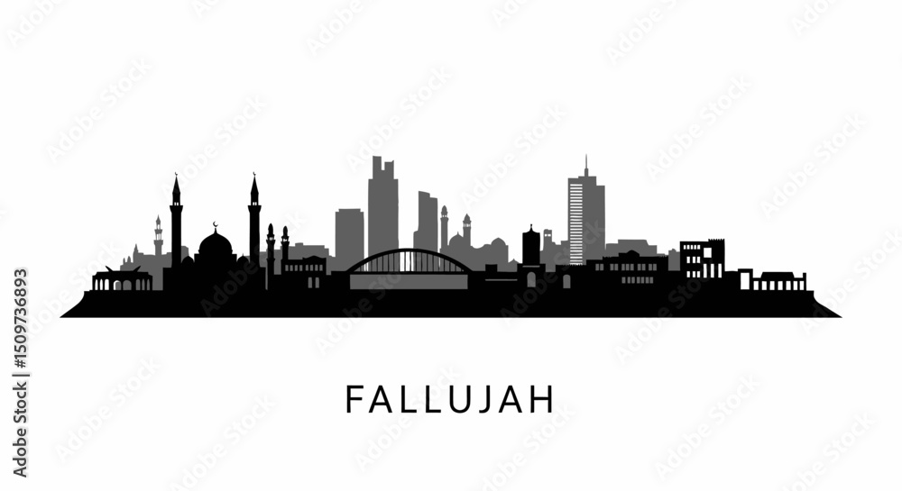 Fototapeta premium Fallujah Iraq Skyline with Cityscape Silhouette.