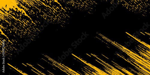 Abstract yellow-blue frame on a dark background. Sporty design in grunge style. Illustration for sports, athletics, training, workout, etc.