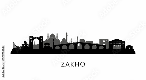Zakho Skyline City Silhouette Vector.
