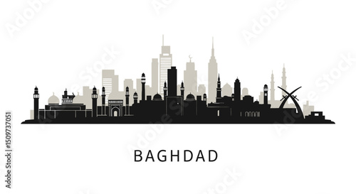 Baghdad Skyline Iraq Cityscape Silhouette.