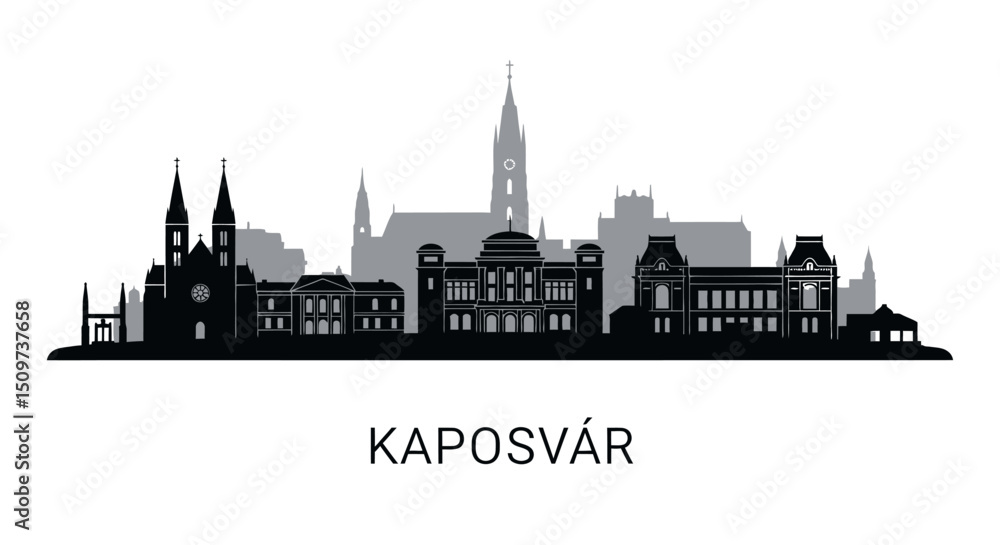 Fototapeta premium Kaposvr Skyline with Hungary City Silhouette.