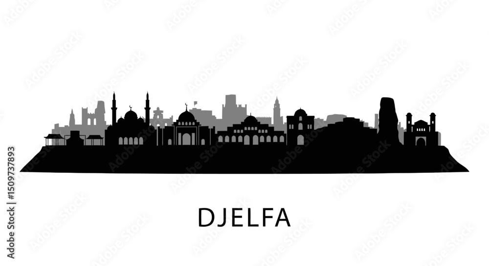 Fototapeta premium Djelfa Algeria Skyline Silhouette.