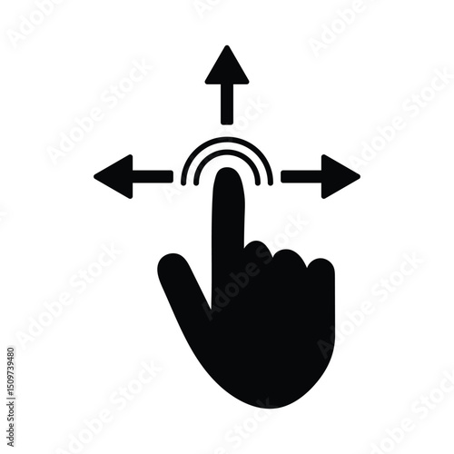 Touch Gesture Vector  Finger Tap and Rotate Counterclockwise Icon for Apps & Interfaces