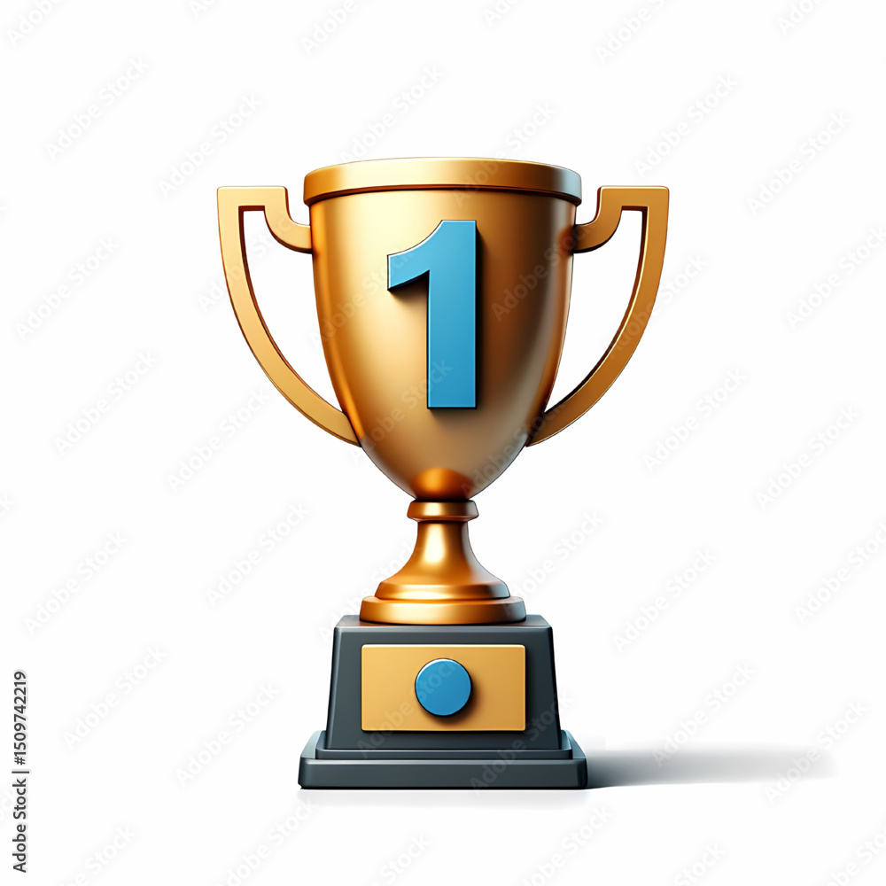 Golden Trophy Cup: 3D Realistic Champion Award Golden Trophy Cup: 3D Realistic Champion Award