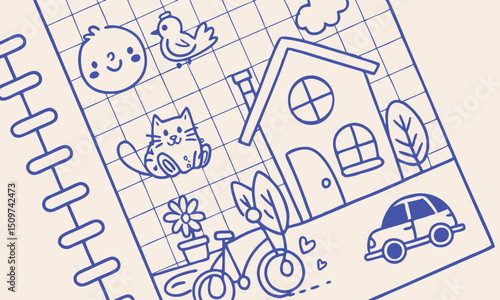 Adorable Hand-Drawn Illustrations Cozy Home, Happy Animals & Playful Transportation