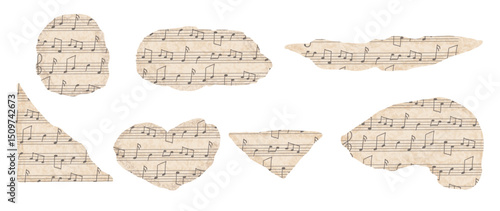Ripped vintage music paper for collage design
