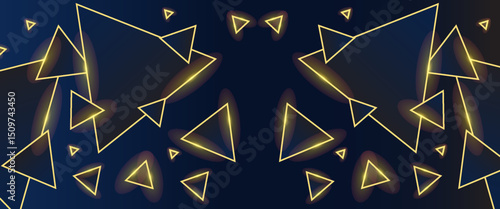 Abstract triangles pattern luxury dark blue with gold vector background