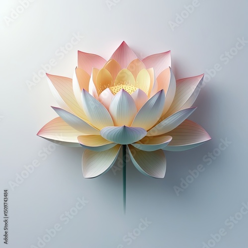 Floating Serene Lotus Flower with Delicate Paper Petals