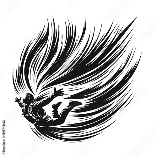 Skydiving adventure. Person falling through air with dynamic speed. Extreme skydiving image for sports publications, posters and prints.