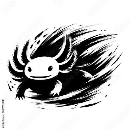 Cute axolotl illustration design, perfect for children's books, apparel, or whimsical branding.