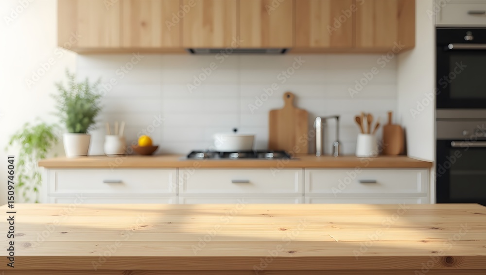 Natural Wooden Tabletop with Blurred Modern Kitchen Background for Product Display, Beautiful natural wooden table with kitchen background Natural Wooden Tabletop with Blurred Modern Kitchen Background for Product Display, Beautiful natural wooden table with kitchen background
