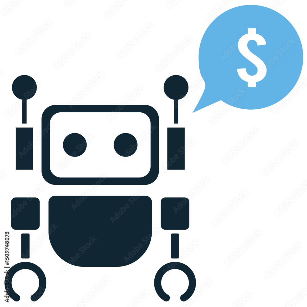 Finance chatbot icon vector for automated support, AI interaction, and digital finance help. Ideal for fintech apps, customer service visuals, and banking assistant tools. Finance chatbot icon vector for automated support, AI interaction, and digital finance help. Ideal for fintech apps, customer service visuals, and banking assistant tools.