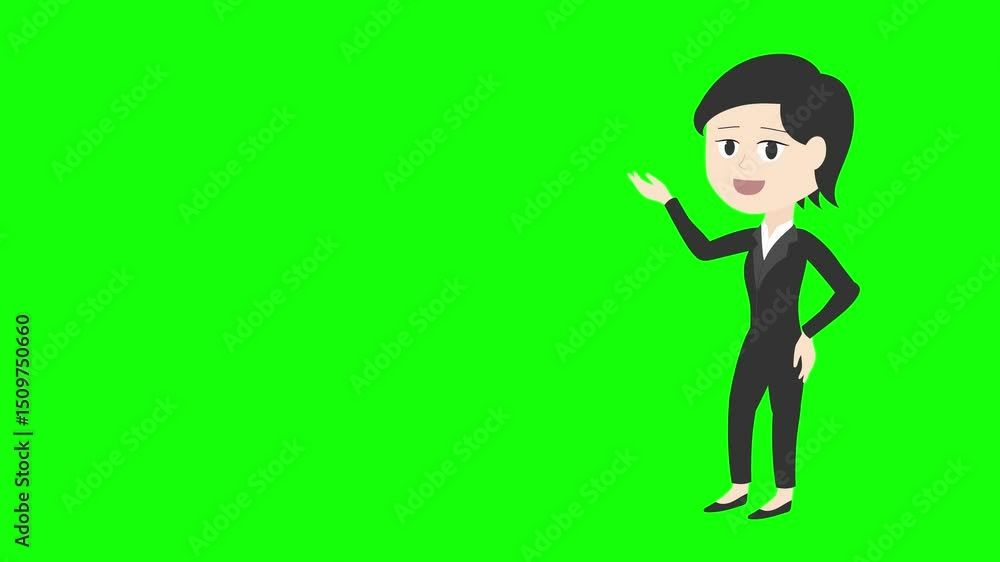 2d animation of a business woman walking and talking in green screen background 2d animation of a business woman walking and talking in green screen background