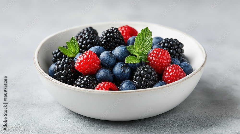 A bowl of mixed fresh berries. A bowl of mixed fresh berries.