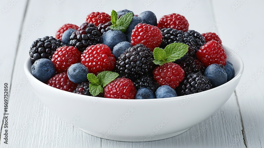 Fresh mixed berries in a white bowl. Fresh mixed berries in a white bowl.