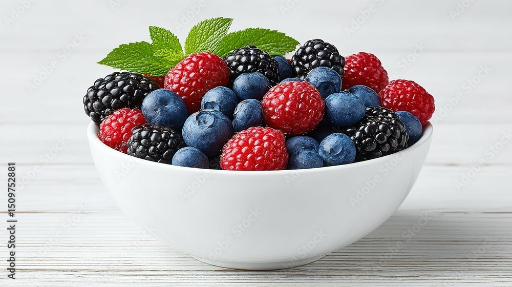 A bowl of mixed fresh berries. A bowl of mixed fresh berries.
