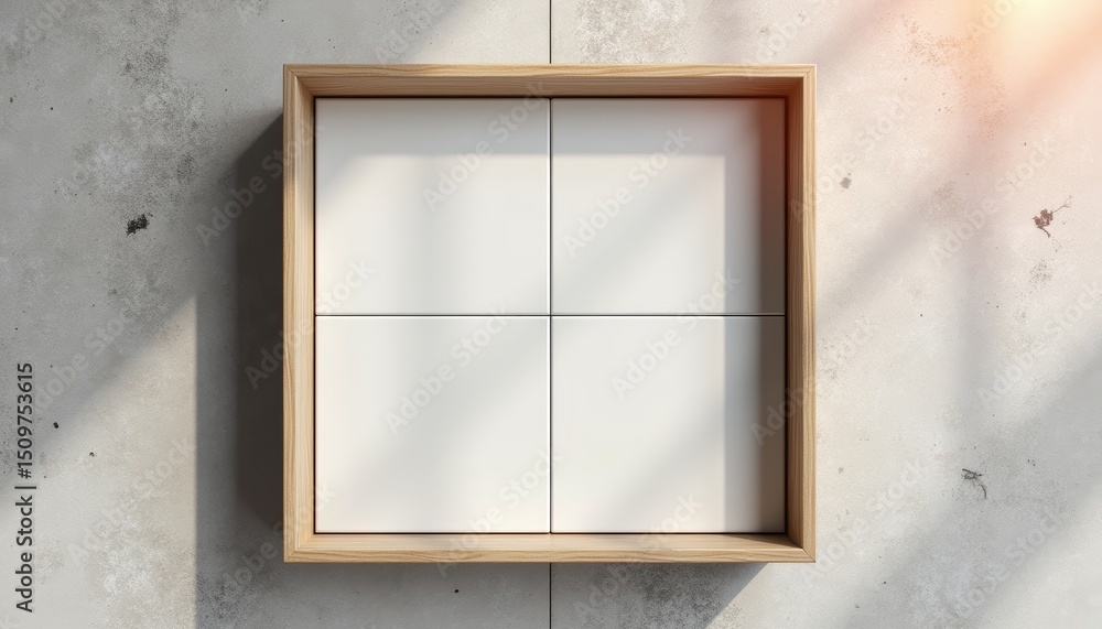Fototapeta premium Tiles in an open box on floor with soft light and minimalist design 