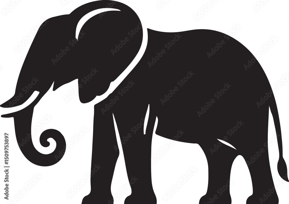 Obraz premium Elephant Silhouette in Side View with Calm Posture