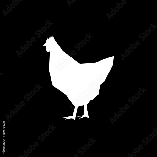 Hen icon. Chicken icon isolated on black background